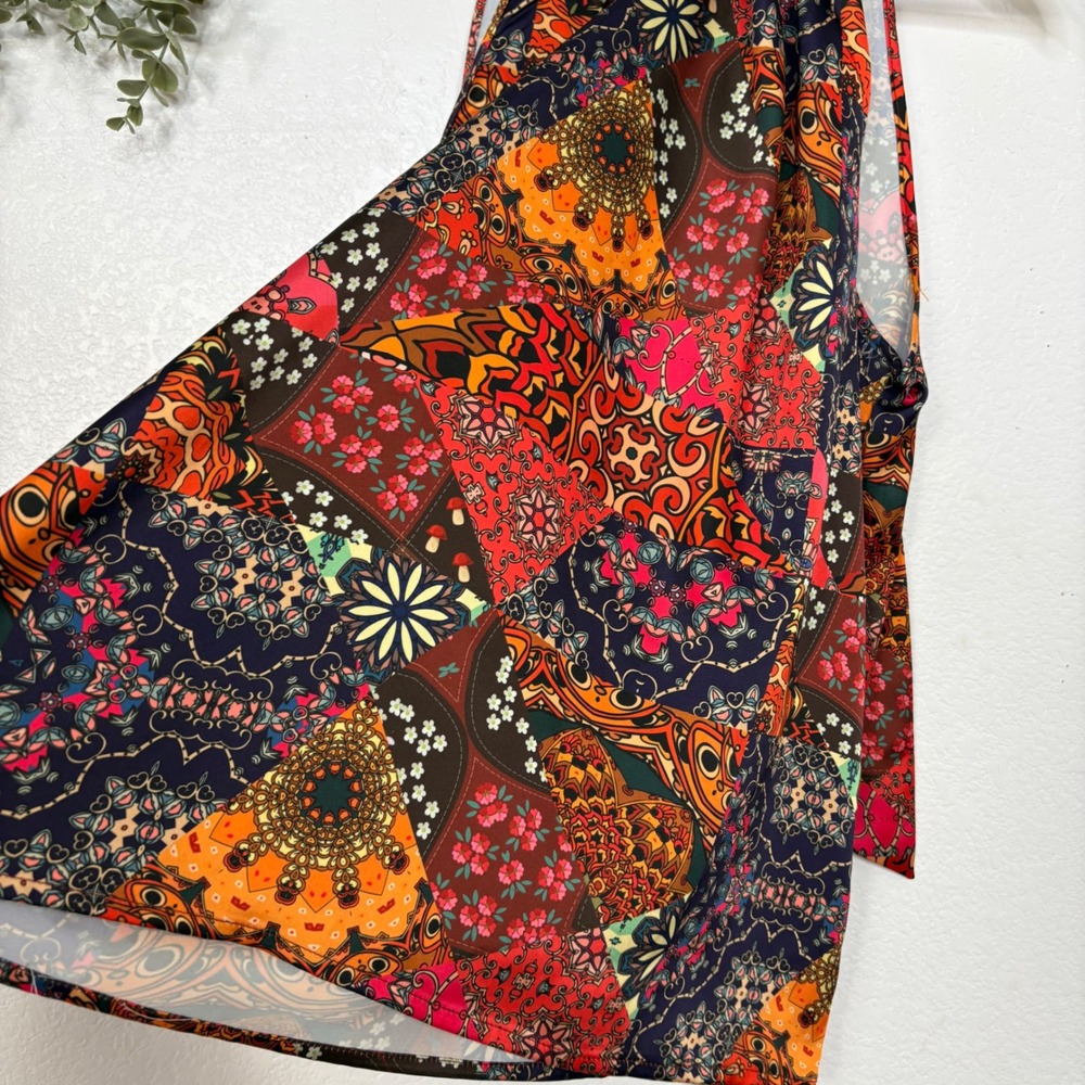 Rachel Zoe Patchwork Print Halter Neck Tie Back Tank Top Womens Large - Picture 3 of 5